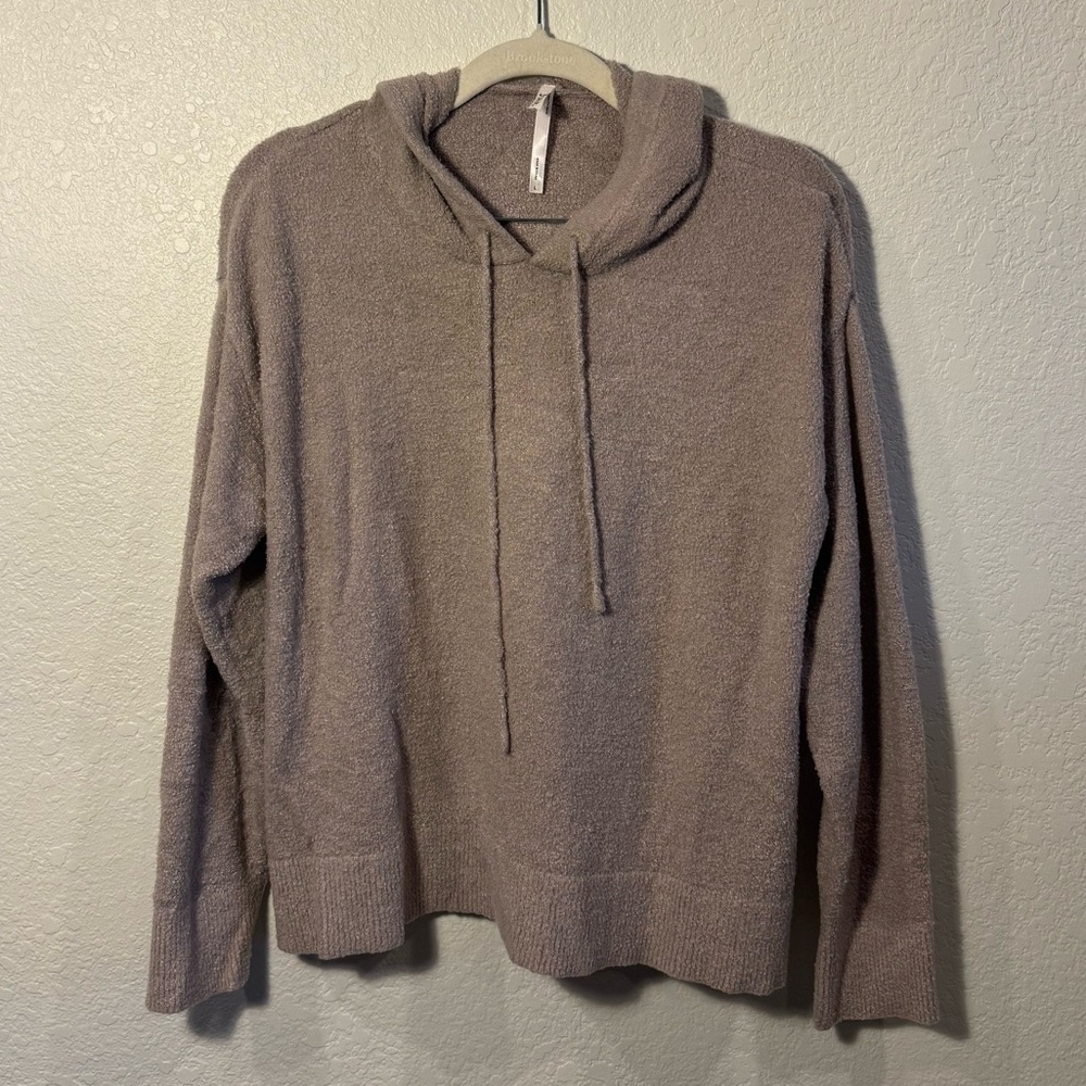 SOMA Luxe Soft & Cozy Tan Hooded Marshmallow Sweatshirt with Drawstrings Large